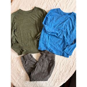 Jumping Beans Boys 5T Outfit Bundle | Long Sleeve Tees + Gray Joggers